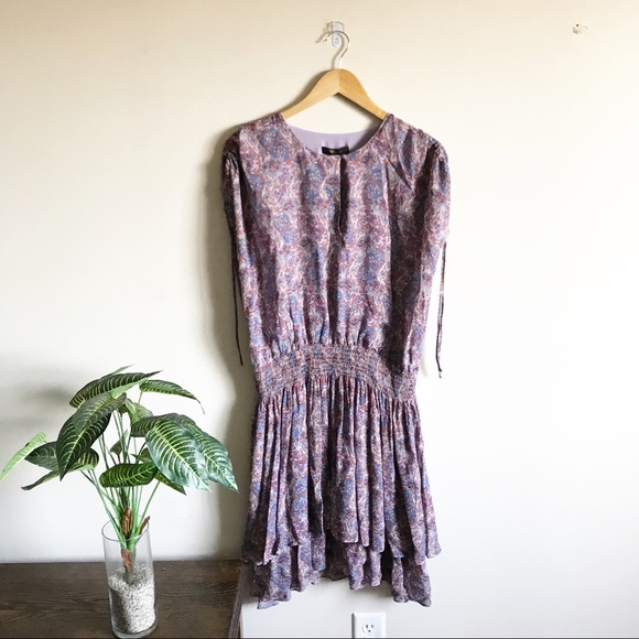 Frye Floral Violet Dusk Tiered Smocked Dress - Picture 3 of 9